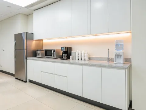 Commercial office pantry with quartz surfaces