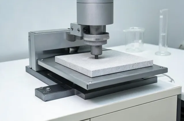 Scratch and abrasion resistance test on quartz surface sample
