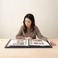 Designer reviewing hospitality FF&E binder