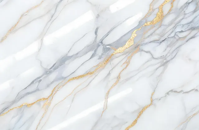 Close-up of Silestone polished quartz texture with marble-look veining