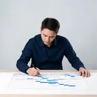 Project manager reviewing construction schedule